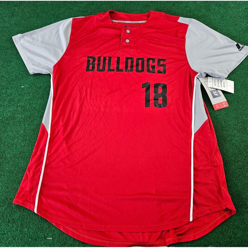 Russell Athletic Bulldogs‎ Baseball Jersey Red Gray Size L